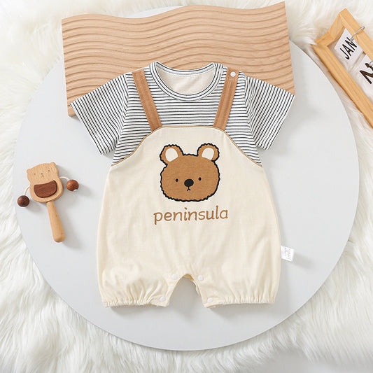 Cartoon Bear Print Baby Short Sleeve Rompers
Mameluco Para Bebe De Oso